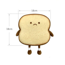 Load image into Gallery viewer, Cartoon Toast Bread Plush Pillow (18×18×6 cm) | Short Plush &amp; PP Cotton | Burnt or Grilled Golden
