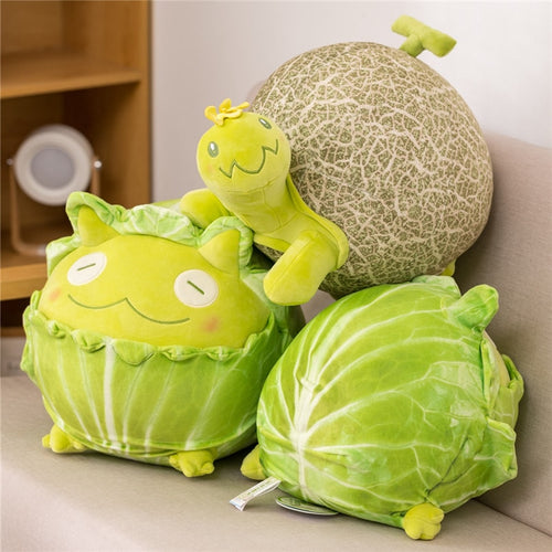 25cm-40cm Cartoon Cabbage Frog & Vegetable Turtle Stuffed Plush Toys