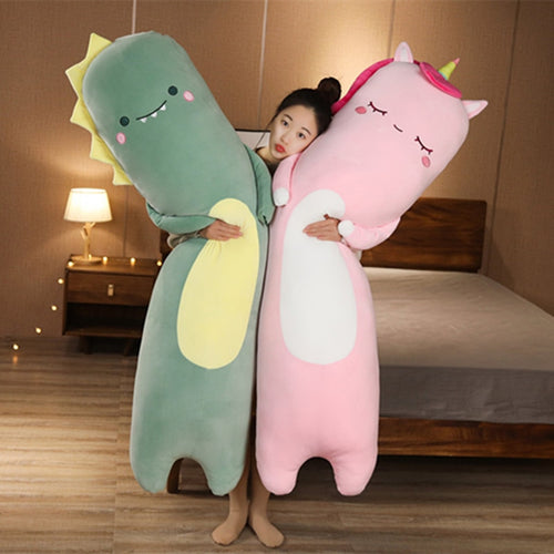 70cm/90cm Cute Dinosaur & Unicorn Long Pillow Stuffed Plush Animal Toys