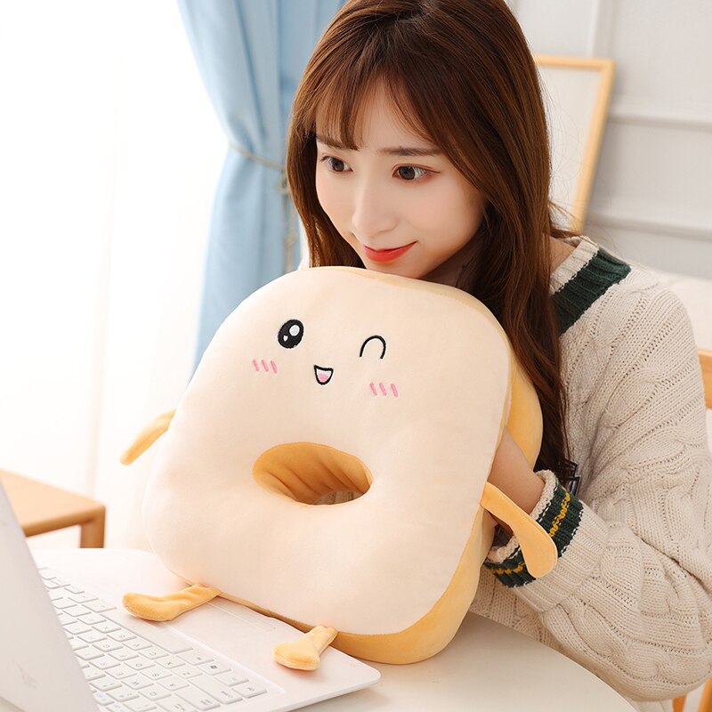 32cm Cute Toast Bread Plush Nap Hand-Warmer Stuffed Pillows