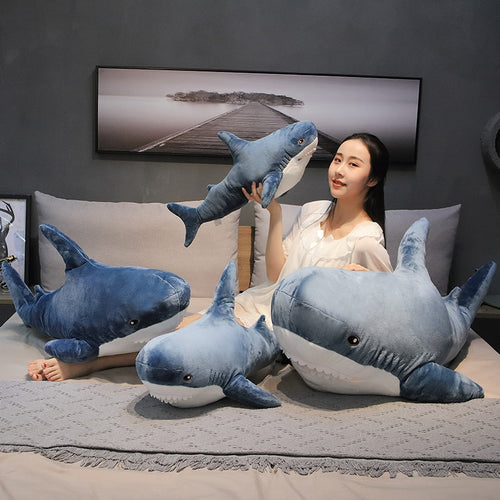 60cm-140cm Big Soft Cute Shark Plush Toy Pillow