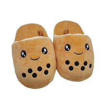 Load image into Gallery viewer, Adorable Cute Boba Bubble Tea Stuffed Plush Slippers
