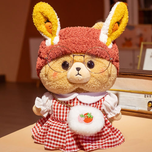 30cm Cute Brown Teddy Bear Toy With Clothes Dress Up Bear Doll