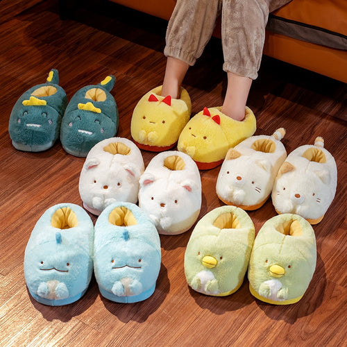 35-42 Size Slippers Plush Cute Animal Foot Slipper Toys