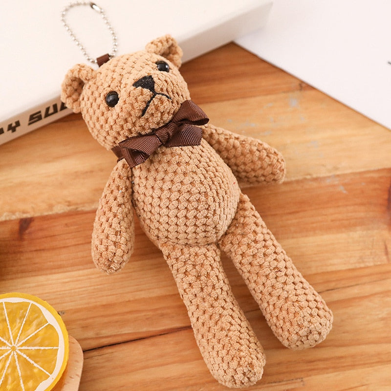 18cm Cute Foreign Small Teddy Bear Pendant With Bow Tie Plush Toys