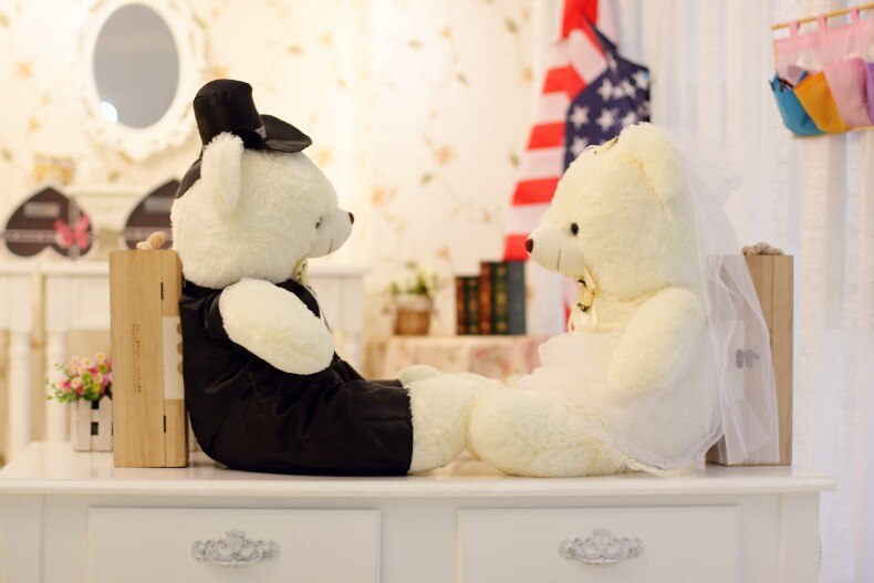 2pcs 40cm-80cm Couple Bear Wedding Teddy Bear Plush Toys 