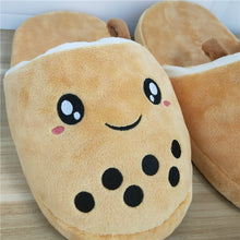 Load image into Gallery viewer, Adorable Cute Boba Bubble Tea Stuffed Plush Slippers
