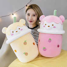 Load image into Gallery viewer, 25cm-40cm Cute Cartoon Teddy Bear Bubble Tea Cup Shaped Pillow Plush
