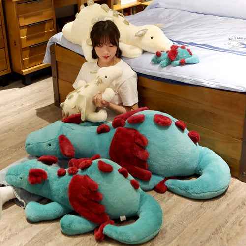 30cm-120cm Fluffy Hair Blue & White Pterosauria Dragon Plush Toy