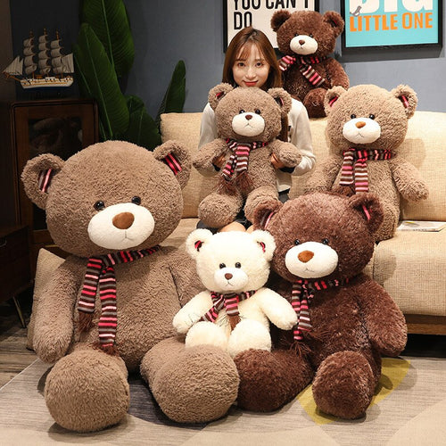 60cm-100cm High Quality 3 Colours Teddy Bear With Scarf Stuffed Animals