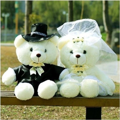 2pcs/Pair 20cm/40cm Wedding Teddy Bear Couples Plush Toys