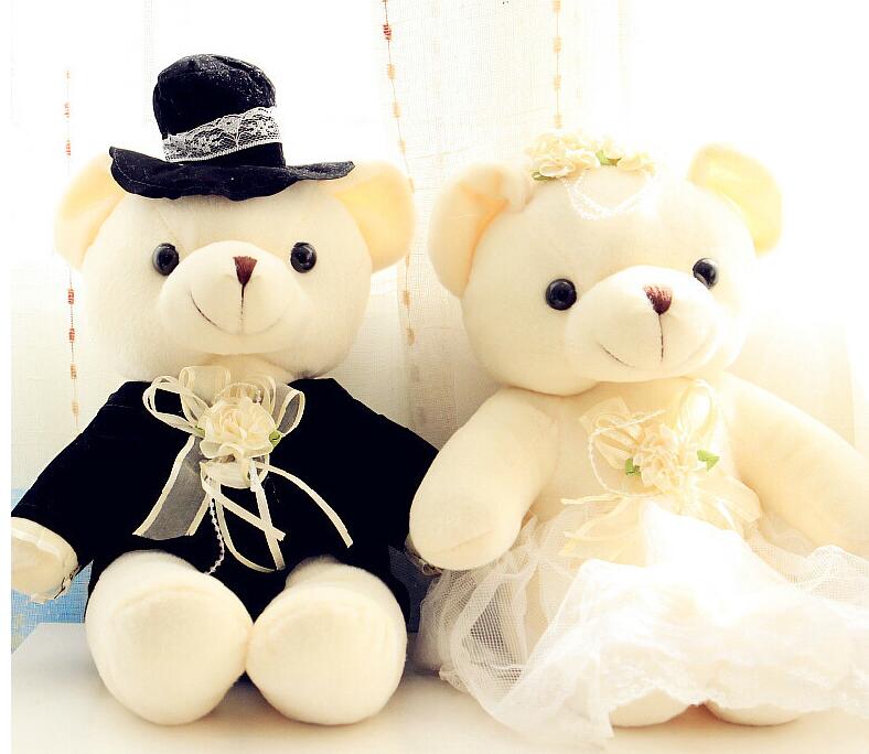 2pcs/Pair 20cm/40cm Wedding Teddy Bear Couples Plush Toys