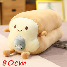 Load image into Gallery viewer, 40cm/80cm Happy Bread Loaf Long Pillow Plush With Animals Soft Food Toys
