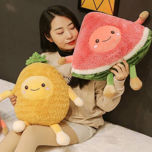 30cm-45cm Cartoon Fruit Plushies Watermelon, Pineapple & Cherry Toy Dolls