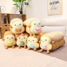 Load image into Gallery viewer, 40cm/80cm Happy Bread Loaf Long Pillow Plush With Animals Soft Food Toys
