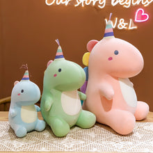 Load image into Gallery viewer, 30cm/40cm/50cm Lovely Colorful Party Hat Dinosaur Plush Toys
