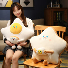 Load image into Gallery viewer, 55cm Plush Bread &amp; Egg Star Shaped Pillow Cute Food Plushies
