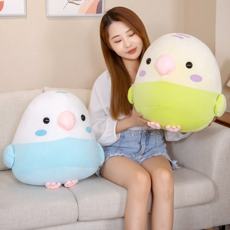 30cm/40cm Cute Round Cuddly Chirp Budgie Plush Pillow Green & Blue