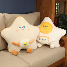 Load image into Gallery viewer, 55cm Plush Bread &amp; Egg Star Shaped Pillow Cute Food Plushies
