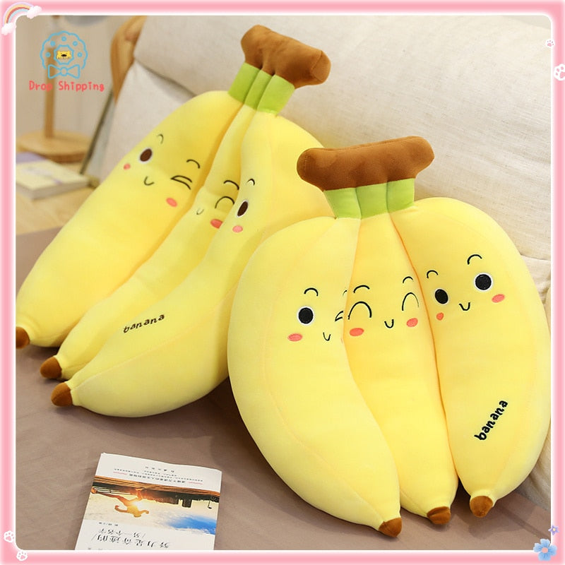 35cm-70cm Cute Yellow Banana Cluster Stuffed Plush Pillows