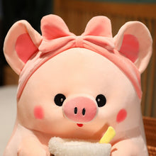 Load image into Gallery viewer, 30cm/40cm/50cm Kawaii Pink Pig Plush Toy Holding Boba Tea
