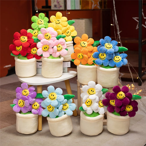 30cm Sunflower Flowerpot Plush Decoration With Cute Faces