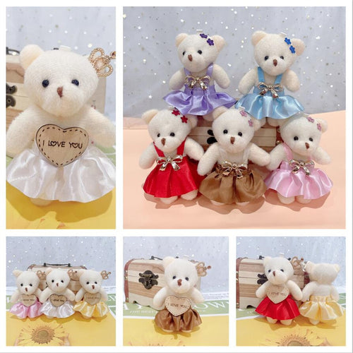 10cm 6Pcs Teddy Bear Plush Toys In Many Different Clothes