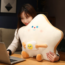 Load image into Gallery viewer, 55cm Plush Bread &amp; Egg Star Shaped Pillow Cute Food Plushies
