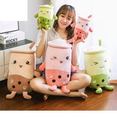 25cm/50cm Green/Pink/Brown Matcha Bubble Tea Cup Plush Toys