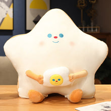 Load image into Gallery viewer, 55cm Plush Bread &amp; Egg Star Shaped Pillow Cute Food Plushies
