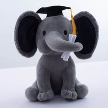 Load image into Gallery viewer, Bedtime Twinkle Toes Style Elephant Plush Toys - Grey with Graduation Hat
