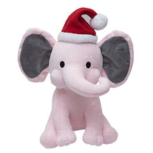 Load image into Gallery viewer, Bedtime Twinkle Toes Style Elephant Plush Toys - Pink with Santa Hat
