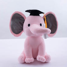 Load image into Gallery viewer, Bedtime Twinkle Toes Style Elephant Plush Toys - Pink with Graduation Hat
