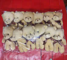 Load image into Gallery viewer, A variety of plush toy bears available in many different colours. Each bag contains 12 bears. These can be ideal gifts for birthday parties.
